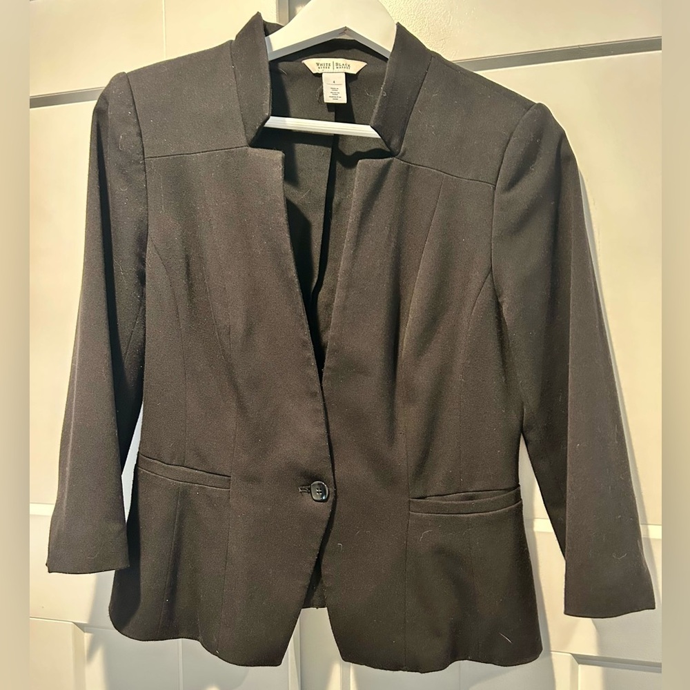 White House Black Market Black Dress/Suit Jacket Sz 4. 3/4 sleeves, lined